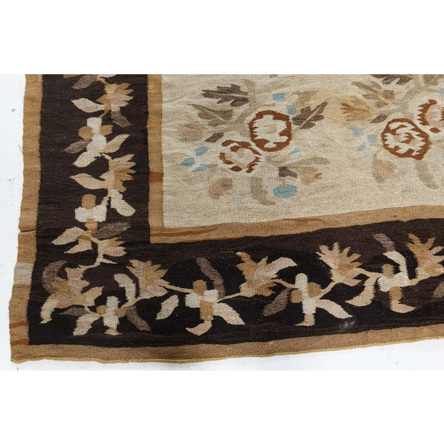 Textile Authentic Botanic Russian Bessarabian Handmade Wool Rug For Sale - Image 7 of 8