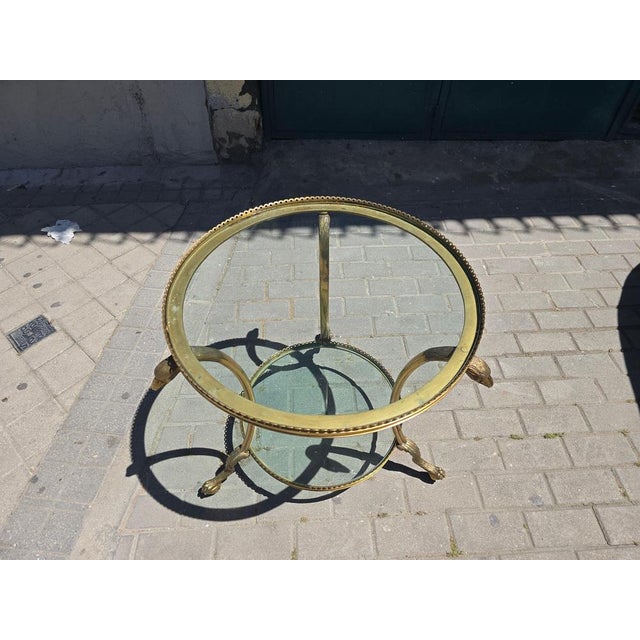 Metal French Style Gilt Bronze and Glass Side Table, 1970s For Sale - Image 7 of 16