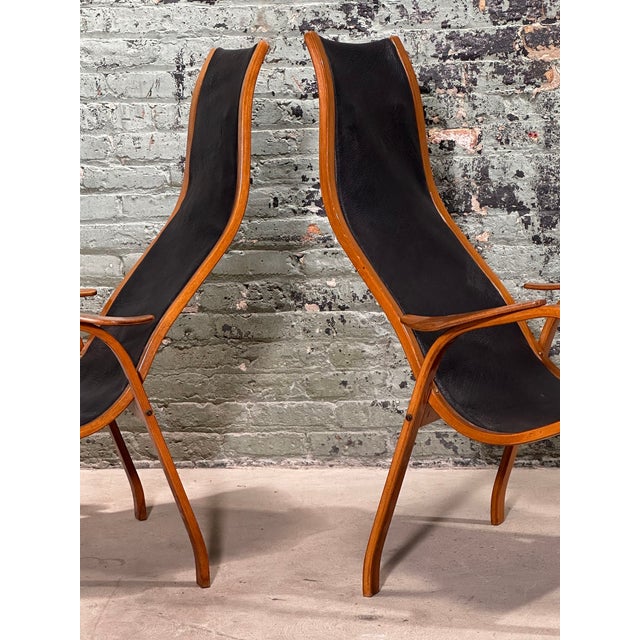 Scandinavian Lamino Leather Lounge Chairs by Yngve Ekstrom, 1956 For Sale - Image 4 of 9