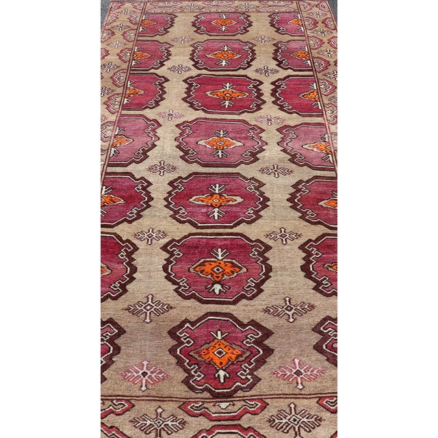 Antique Kurdish runner with tribal geometric medallions, Kurdish Gallery antique Runner, Keivan Woven Arts/ rug...