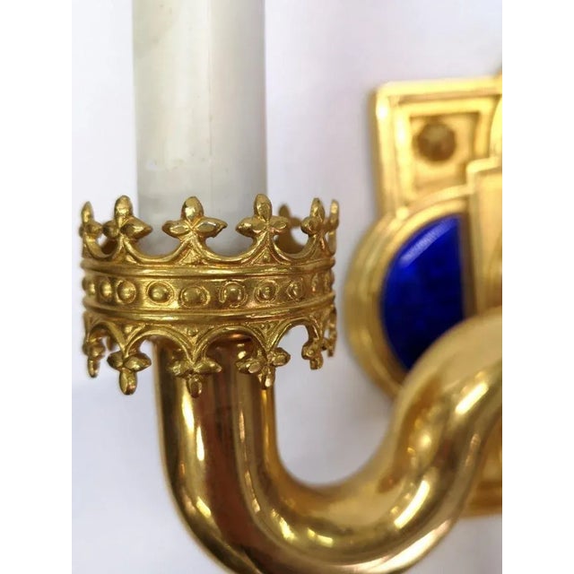 Mid-Century Modern Gold Plated and Enamel Sconce by Jozsef Engelsz, 1970s For Sale - Image 3 of 17