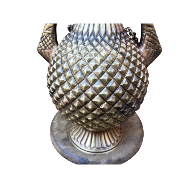 Diamond Planished Brass Pitcher For Sale - Image 11 of 15