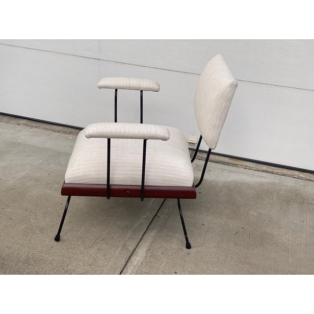 Mid-Century Modern Rare Vintage 1950's Iron Upholstered Lounge Chair For Sale - Image 3 of 12