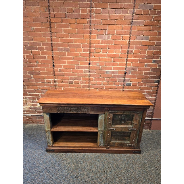 Artisan Carved Reclaimed Wood Sideboard For Sale - Image 4 of 8
