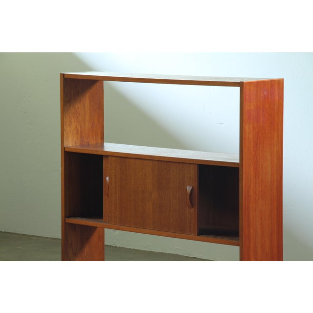 Brown Mid-Century Modern Danish Teak Bookcase with Sliding Doors, 1960s For Sale - Image 8 of 18