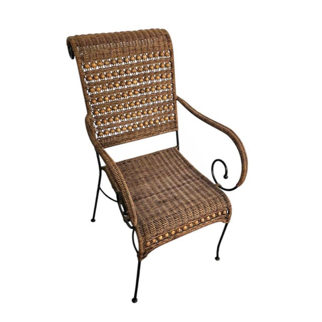 Wrought Iron and Rattan Armchairs, 1970s, Set of 2 For Sale - Image 3 of 15