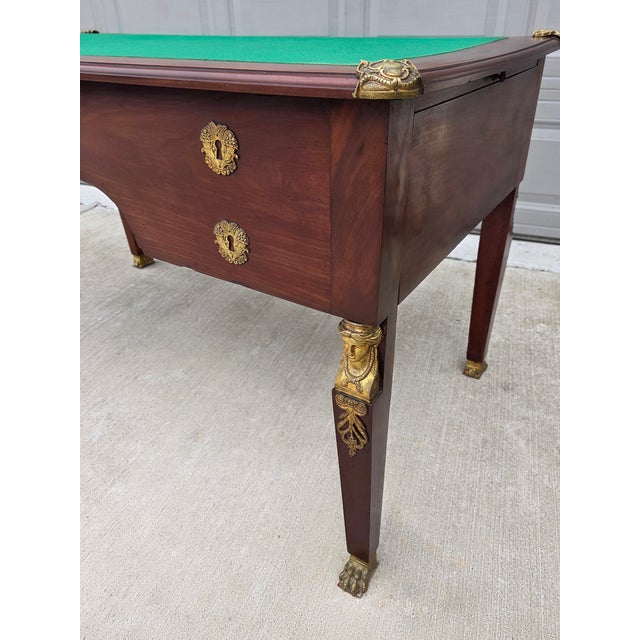 19th Century French Empire Gilt Bronze Mounted Writing Desk For Sale - Image 11 of 18