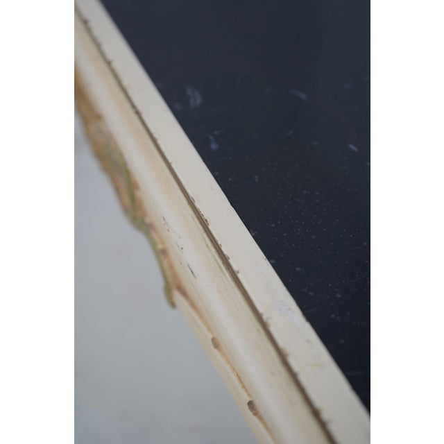 1930s Italian Style Paint Decorated Black Glass Coffee Table For Sale - Image 5 of 12