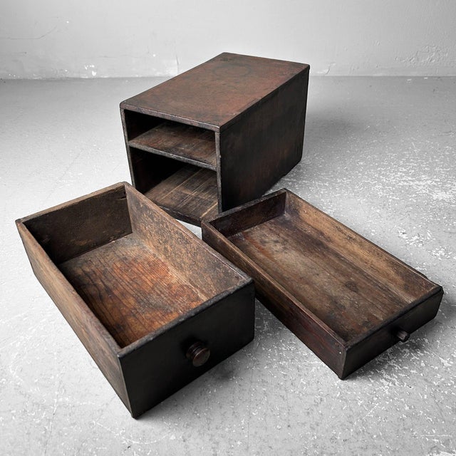 Brown Wooden Calligraphy Drawer Cabinet, Japan, 1890s For Sale - Image 8 of 11