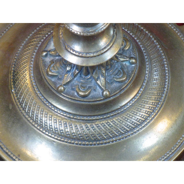 Brass Candleholders Pair Antique 1880-90s Victorian, Aesthetic Movement, French For Sale - Image 4 of 12