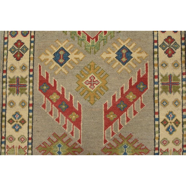Textile Kazak Runner 2’1” X 5’11” Gray Wool Tribal Hand-Knotted Oriental Rug For Sale - Image 7 of 12