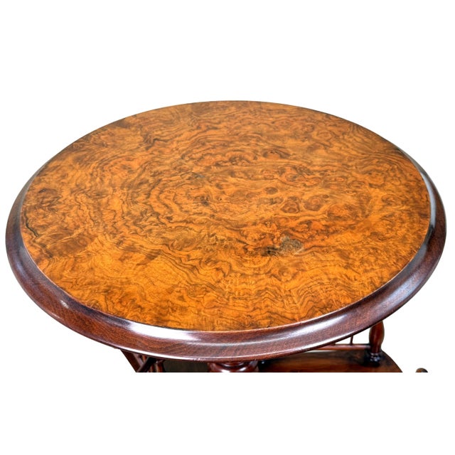 Antique Circular Occasional Book Table in Burr Walnut, 1870 For Sale - Image 3 of 13