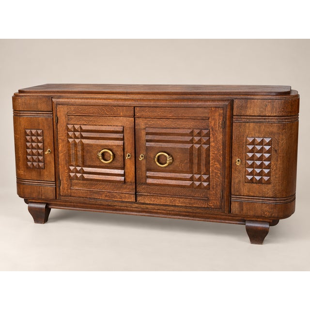 Oak Sideboard attributed to Charles Dudouyt, France, 1940 For Sale - Image 6 of 6