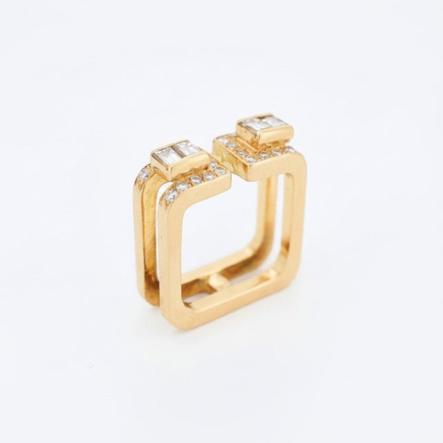Modern Jean Vendôme Diamond Double-Band Ring 18k Gold - Vintage For Sale - Image 3 of 5