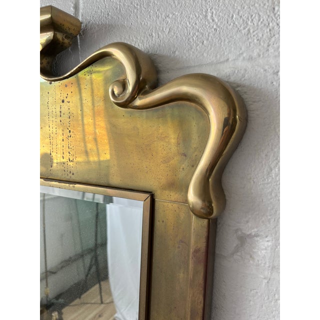 Chapman Hollywood Regency Brass Pagoda Wall Mirror Chinoiserie Mastercraft Style For Sale In New York - Image 6 of 12