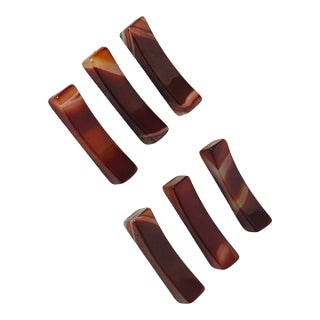 1960s Agate Stone Knife Fork Holders - Set of 6 For Sale