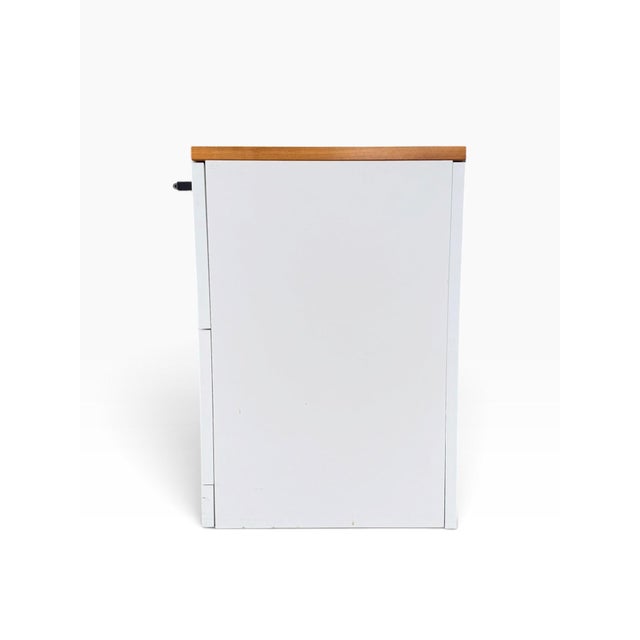 Knoll Two-Drawer Filing Cabinet in White With Wood Top For Sale In Boston - Image 6 of 10