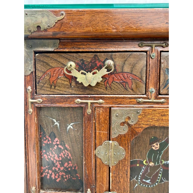 Vintage Korean Scholar's Cabinet With Hand-Painted Hunting Scenes For Sale - Image 10 of 16