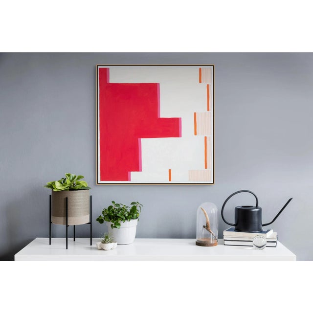 Acrylic and thread on canvas. Edition: Unique, Unframed. The threaded lines suggest a physical barrier that interrupts the...