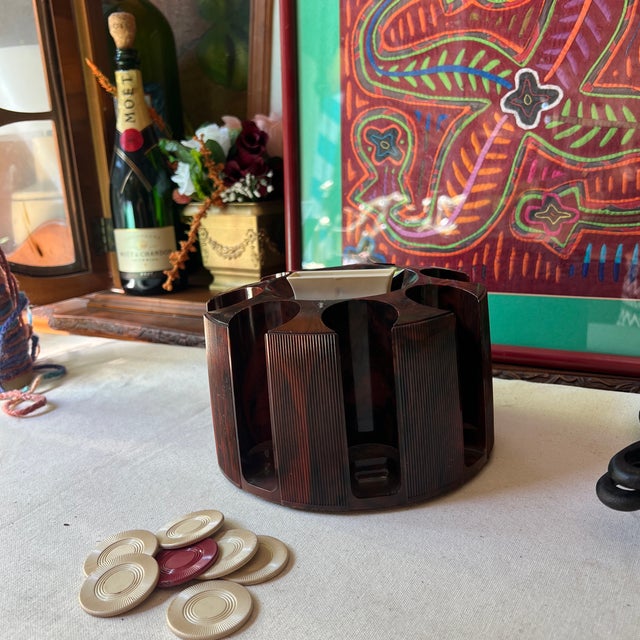 Collection of Game Night Poker Chips and Spinning Holder- Set of 8 For Sale - Image 12 of 12