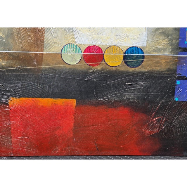 Signed Bustamonte Original 50" Abstract Painting on Canvas For Sale - Image 9 of 17