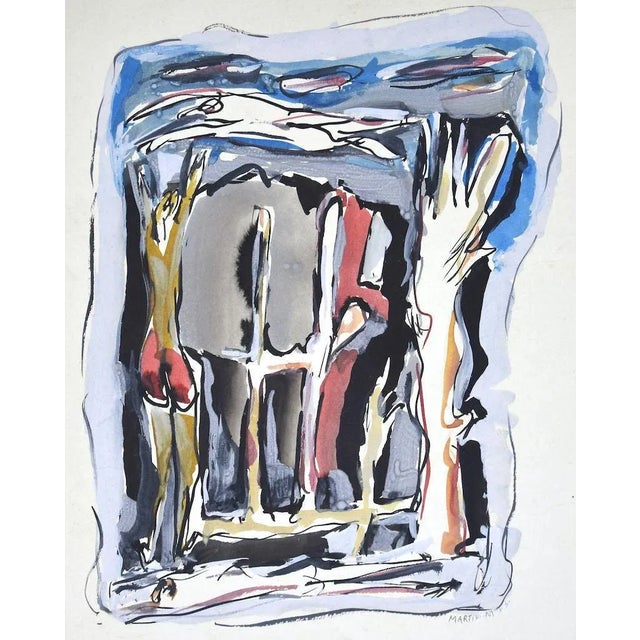 Mario Martini, Composition, Mixed Media on Cardboard, 1973 For Sale - Image 3 of 3