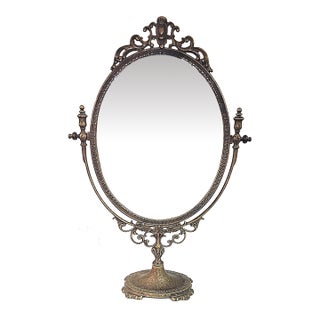 1980s Italian Table Top Bronze Mirror For Sale