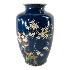 Early 20th Century Japanese Cloisonne Enamel Floral Decorated Vase