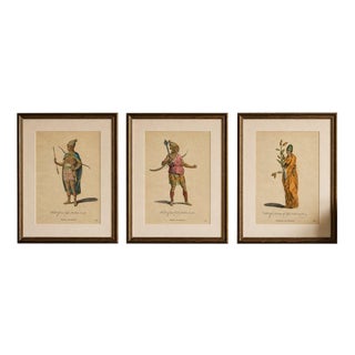 East Indies Figures & Tribal Dress, 1749, Engraving, Set of 3 For Sale