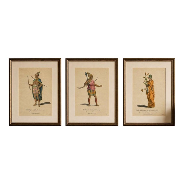 East Indies Figures & Tribal Dress, 1749, Engraving, Set of 3 For Sale