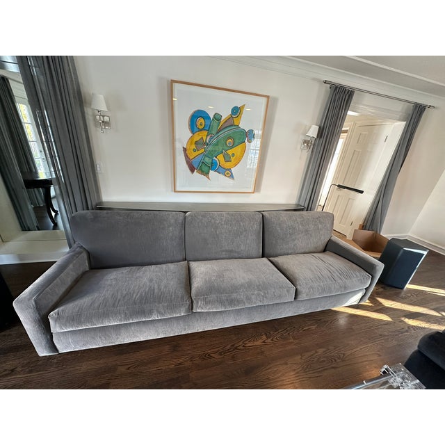 Contemporary 21st Century Contemporary Holly Hunt Upholstered 3 Seat Sofa , Luxury Designer Fabric For Sale - Image 3 of 11