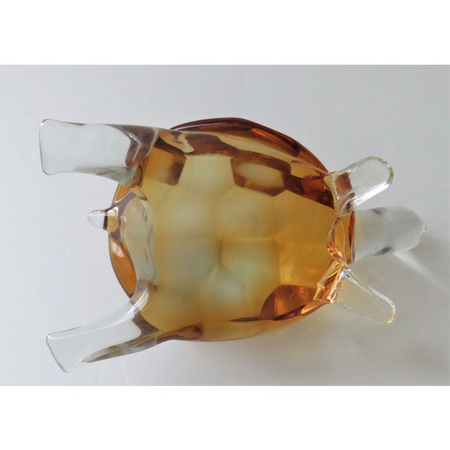 Glass Mid 20th Century Clear and Amber Czech Crystal Turtle Figurine For Sale - Image 7 of 8