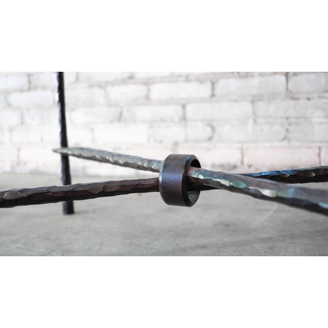 1980s 1980s Brutalist Diego Giacometti Style Iron and Glass Coffee Table For Sale - Image 5 of 18