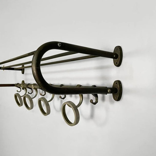 Metal Italian Art Deco Metal Wall Coat Rack, 1930s For Sale - Image 7 of 13