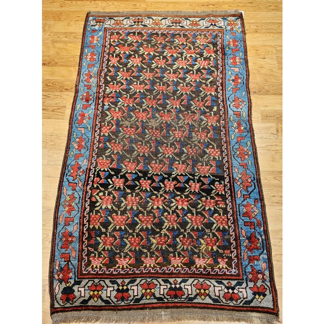 Vintage Karabagh area rug from the Armenian village weavers of the Caucasus mountains circa the early 1900s. The Karabagh...
