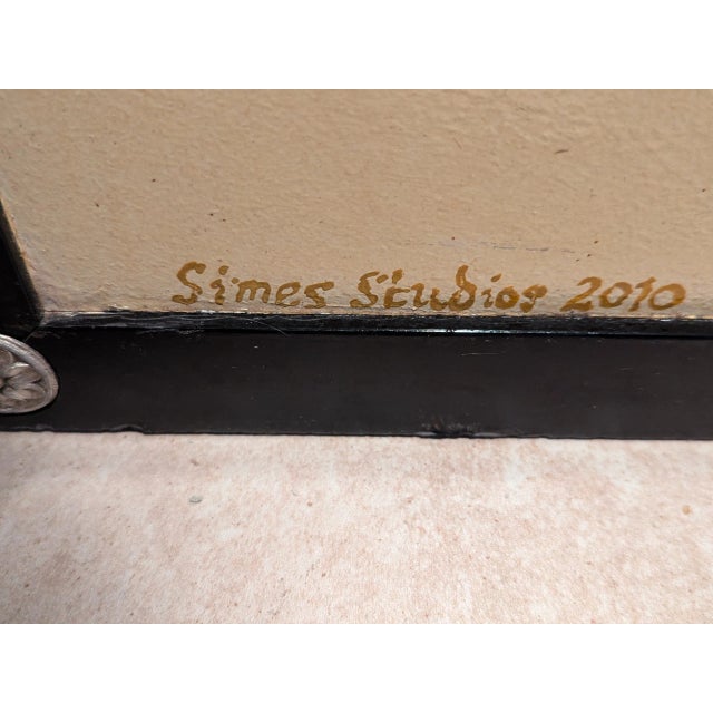 Light Yellow 1990s Simes Studio Indian Design Hand Painted Room Divider For Sale - Image 8 of 12
