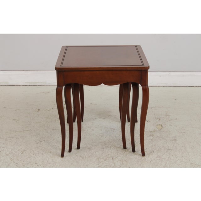 Wood Henredon Cherry French Style Nesting Tables For Sale - Image 7 of 16