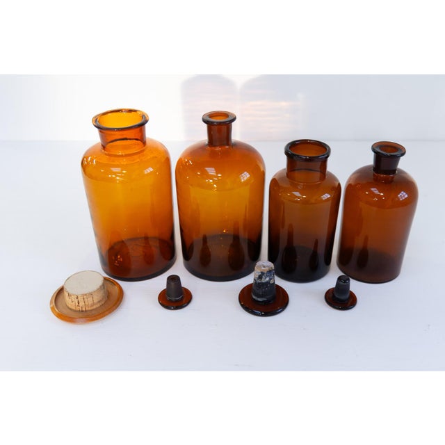 Danish Pharmacy Glass Bottles, 1890s, Set of 4 For Sale - Image 10 of 18