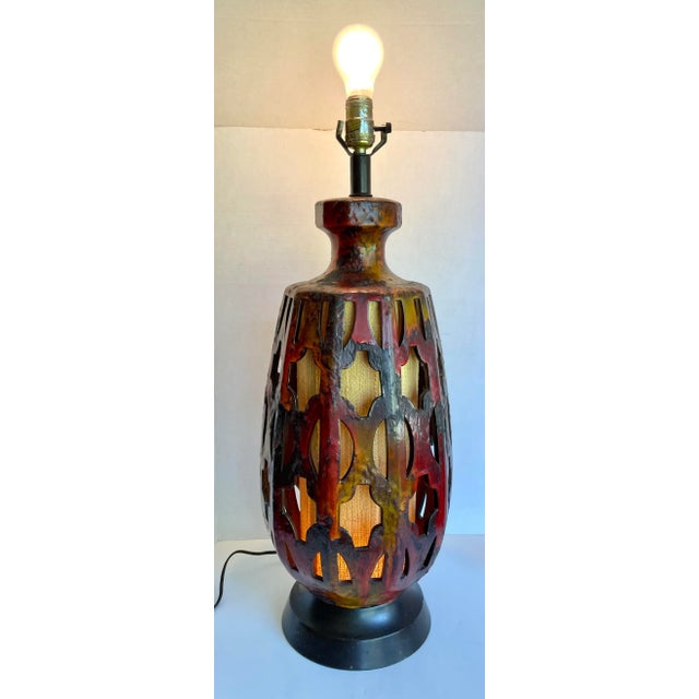 1960s Mid-Century Modern Ceramic Glazed Pottery Lava Table Lamp For Sale - Image 11 of 12