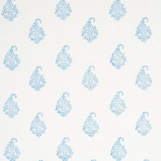 Schumacher Kerala Paisley Fabric In Blue For Sale