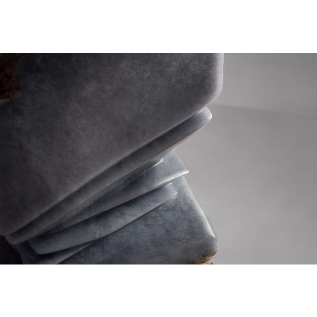 Stone Lapiaz Sculptural Candleholder in Blue Alabaster by Amarist Studio For Sale - Image 7 of 12