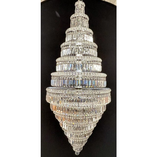 Mid 20th Century 13 Tier Wedding Cake Chandelier. Crystal Prisms. Stainless Steel, Chrome 1970s For Sale - Image 5 of 13