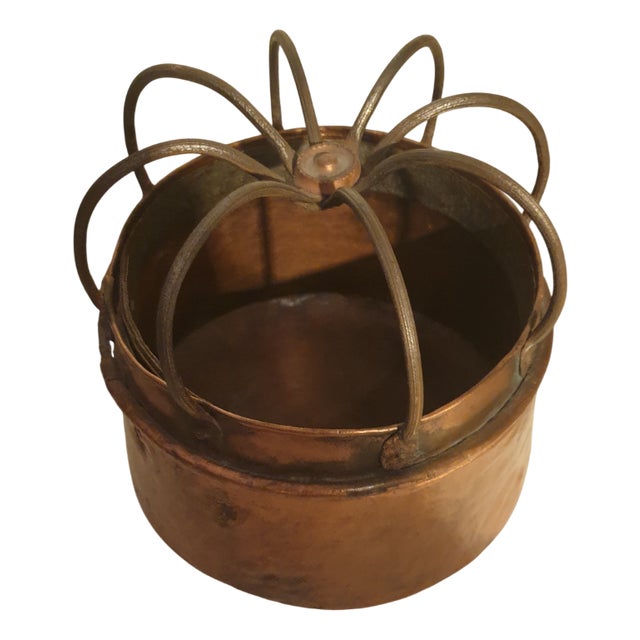 Antique Italian Copper and Iron Bed Warmer, 19th Century For Sale