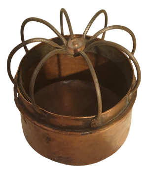 Antique Italian Copper and Iron Bed Warmer, 19th Century