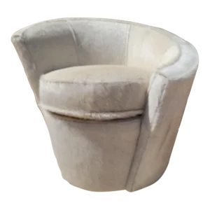 Mid Century Modern Vladimir Kagan Style Asymmetrical Swivel Chair Newly Reupholstered in Cowhide