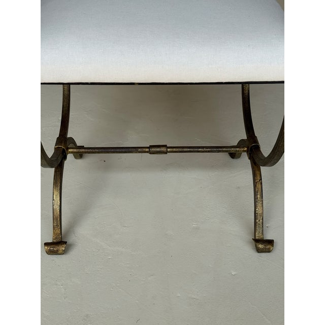 Pair of Small Hand Forged Spanish Gilt Iron Benches in Muslin For Sale - Image 12 of 18