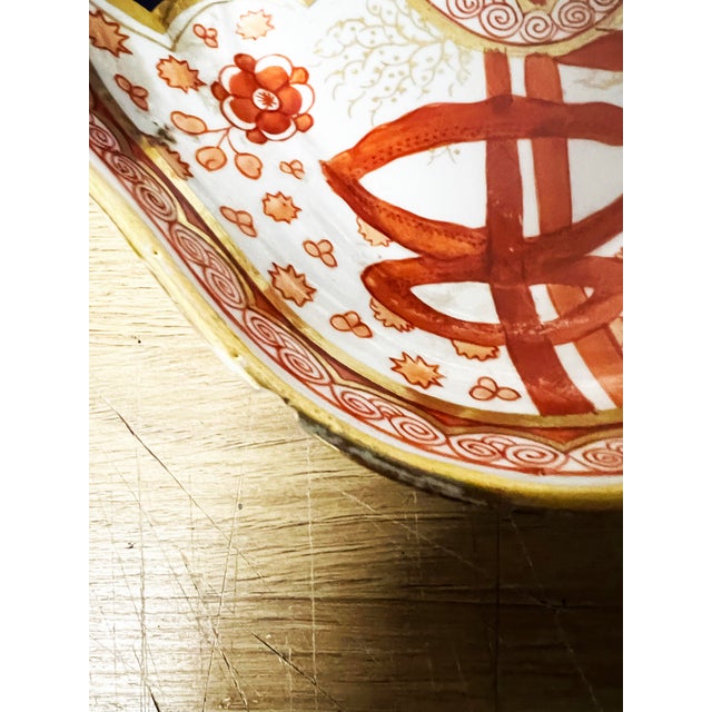 19th Century Spode Imari " Dollar" Pattern Oval Porcelain Plates- A Pair For Sale - Image 9 of 12