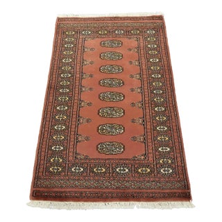 Bokhara Rug 2’11” X 4’8” Pink Wool Tribal Hand-Knotted Oriental Carpet For Sale