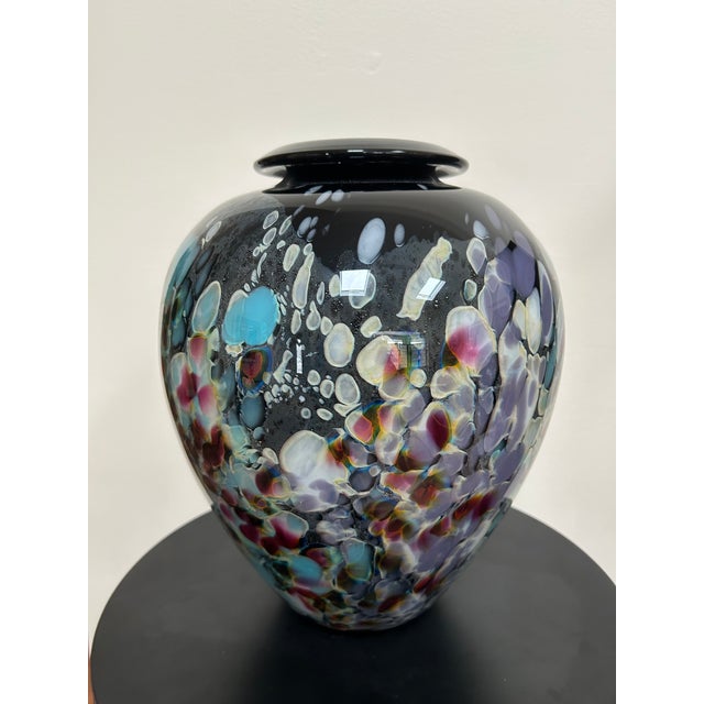 Contemporary Signed Charles Correll Art Glass Cabinet Vase For Sale - Image 9 of 14