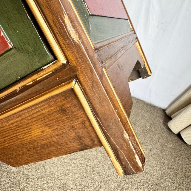 Late 20th Century Vintage Chinese Hand Painted Red Side Board For Sale - Image 5 of 5